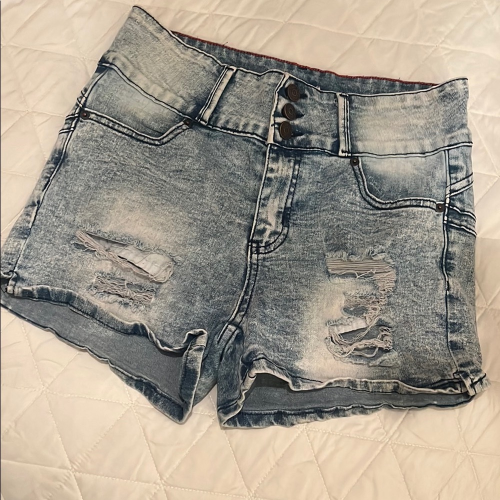 Vince Blue New York Distressed Shorts